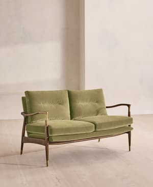 Theodore Two Seater Sofa - Velvet - Lichen - US - Listing Image