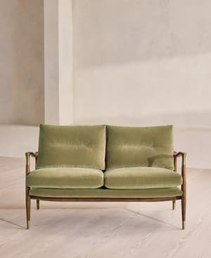 Theodore Two Seater Sofa - Velvet - Lichen - US - Hover Image