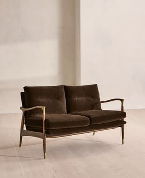 Theodore Two Seater Sofa - Velvet - Chocolate - US - Listing Image