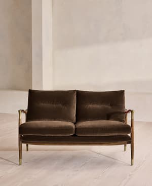 Theodore Two Seater Sofa - Velvet - Chocolate - US - Hover Image
