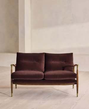 Theodore Two Seater Sofa - Velvet - Aubergine - UK - Hover Image