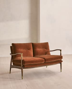 Theodore Two Seater Sofa - Velvet - Cinnamon - US - Listing Image