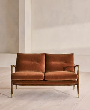Theodore Two Seater Sofa - Velvet - Cinnamon - US - Hover Image