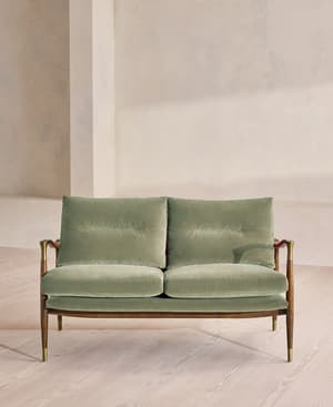 Theodore Two Seater Sofa - Velvet - Seafoam - UK - Hover Image