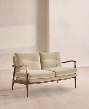 Theodore Two Seater Sofa - Velvet - Oyster - US - Listing Image