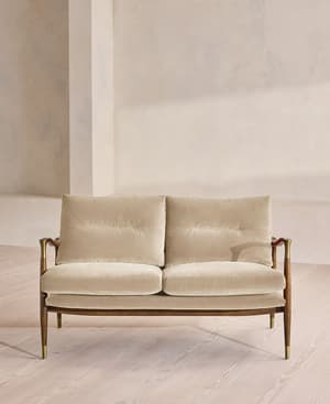 Theodore Two Seater Sofa - Velvet - Oyster - US - Hover Image