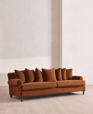 Audrey Four Seater Sofa - Velvet - Cinnamon - UK - Hover Image