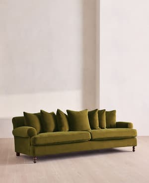 Audrey Four Seater Sofa - Velvet - Olive - Hover Image