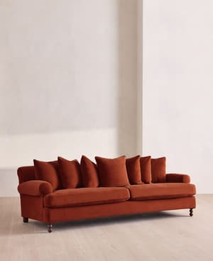 Audrey Four Seater Sofa - Velvet - Rust - Hover Image