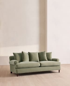 Audrey Three Seater Sofa - Velvet - Seafoam - UK - Hover Image