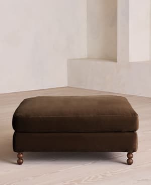 Audrey Square Ottoman - Sofa - Velvet - Chocolate - US - Hover Image