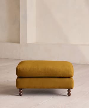 Audrey Rectangle Ottoman - Linen - Turmeric - UK - Hover Image