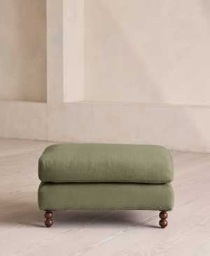 Audrey Rectangle Ottoman - Linen - Sage - Hover Image