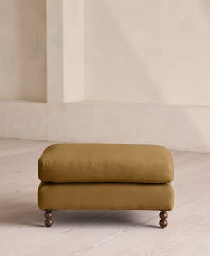 Audrey Rectangle Ottoman - Linen - Ochre - Hover Image
