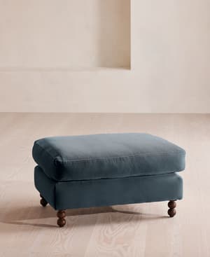 Audrey Rectangle Ottoman - Velvet - Grey Blue - Listing Image