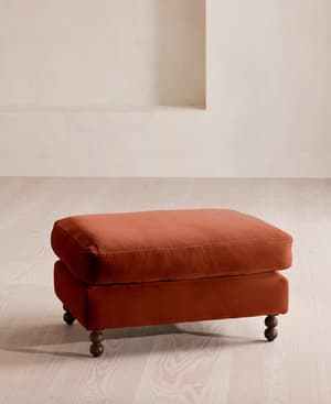 Audrey Rectangle Ottoman - Velvet - Rust - Listing Image