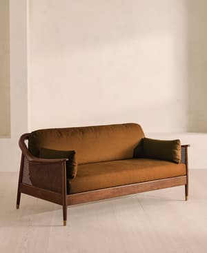 Atlanta Three Seater Sofa - Linen - Terracotta - UK - Hover Image