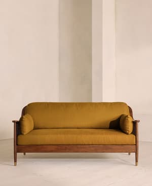 Atlanta Three Seater Sofa - Linen - Turmeric - UK - Listing Image