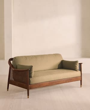 Atlanta Three Seater Sofa - Linen - Wheat - Hover Image