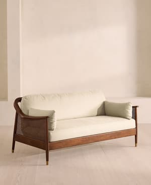 Atlanta Three Seater Sofa - Linen - Bisque - Hover Image
