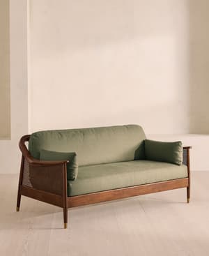 Atlanta Three Seater Sofa - Linen - Sage - US - Hover Image