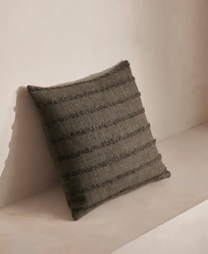Victor Square Cushion - Chocolate Stripe - Hover Image