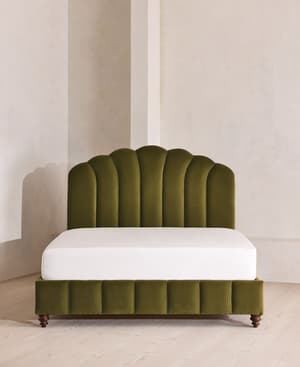 Manette Bed - with Twisted Cord - Double - Velvet - Olive - Hover Image