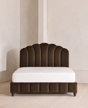 Manette Bed - with Twisted Cord - Double - Velvet - Chocolate - Hover Image