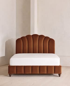 Manette Bed - with Twisted Cord - Double - Velvet - Cinnamon - UK - Hover Image