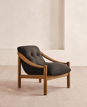 Karine Armchair - Dark Stain - Wool Linen - Cacao - US - Hover Image