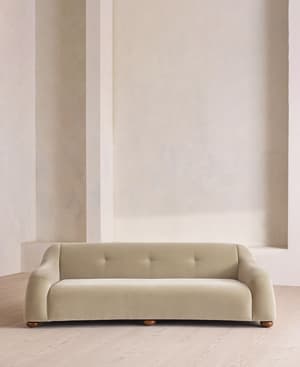 Liana Three Seater Sofa - Velvet - Oyster - UK - Hover Image