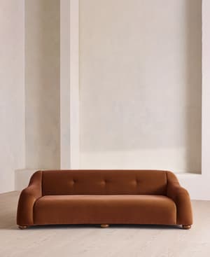 Liana Three Seater Sofa - Velvet - Cinnamon - UK - Hover Image