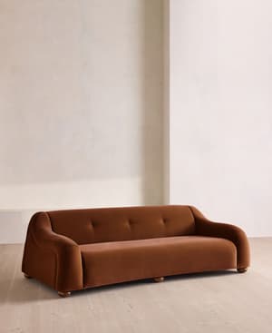 Liana Three Seater Sofa - Velvet - Cinnamon - UK - Listing Image