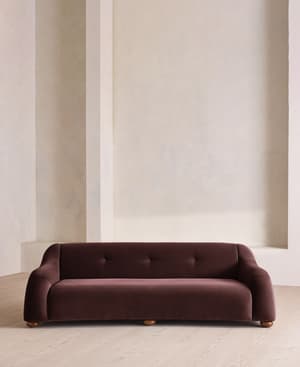 Liana Three Seater Sofa - Velvet - Aubergine - UK - Hover Image