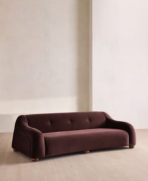 Liana Three Seater Sofa - Velvet - Aubergine - UK - Listing Image