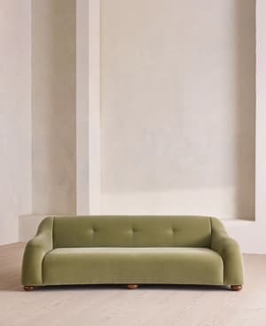 Liana Three Seater Sofa - Velvet - Lichen - UK - Hover Image