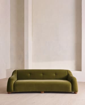 Liana Three Seater Sofa - Velvet - Olive - UK - Hover Image