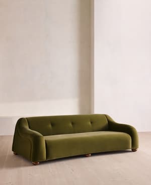 Liana Three Seater Sofa - Velvet - Olive - UK - Listing Image