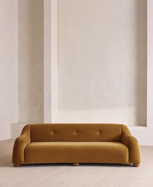 Liana Three Seater Sofa - Velvet - Mustard - UK - Hover Image