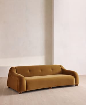 Liana Three Seater Sofa - Velvet - Mustard - UK - Listing Image