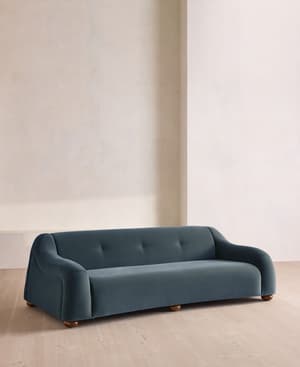 Liana Three Seater Sofa - Velvet - Grey Blue - UK - Hover Image