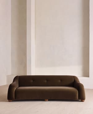 Liana Three Seater Sofa - Velvet - Chocolate - UK - Hover Image