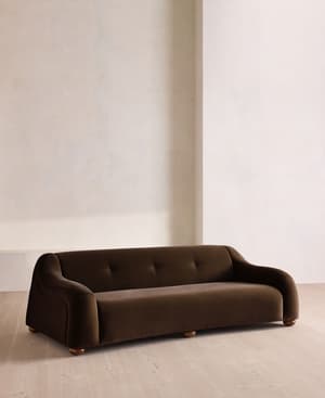 Liana Three Seater Sofa - Velvet - Chocolate - UK - Listing Image