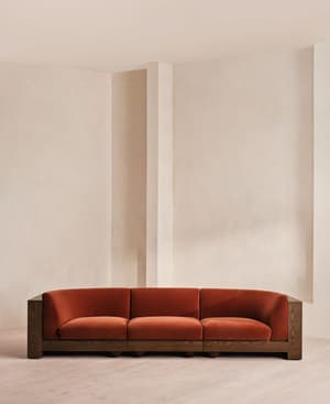 Carter Four Seater Sofa - Velvet - Rust - US - Hover Image