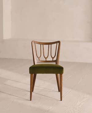 Pair of Leonie Armless Dining Chairs - Velvet - Olive - US - Hover Image