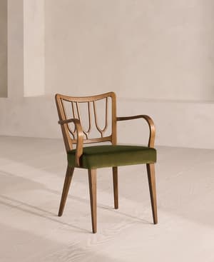 Leonie Armed Dining Chair - Velvet - Olive - US - Listing Image