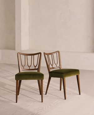 Leonie Armed Dining Chair - Velvet - Olive - US - Hover Image