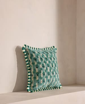 Jeremiah Square Cushion - Aqua - Hover Image