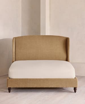 Rivas Bed - Double - Linen Chenille - Sand - UK - Hover Image