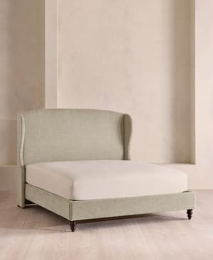 Rivas Bed - Double - Linen Chenille - Stone - UK - Listing Image